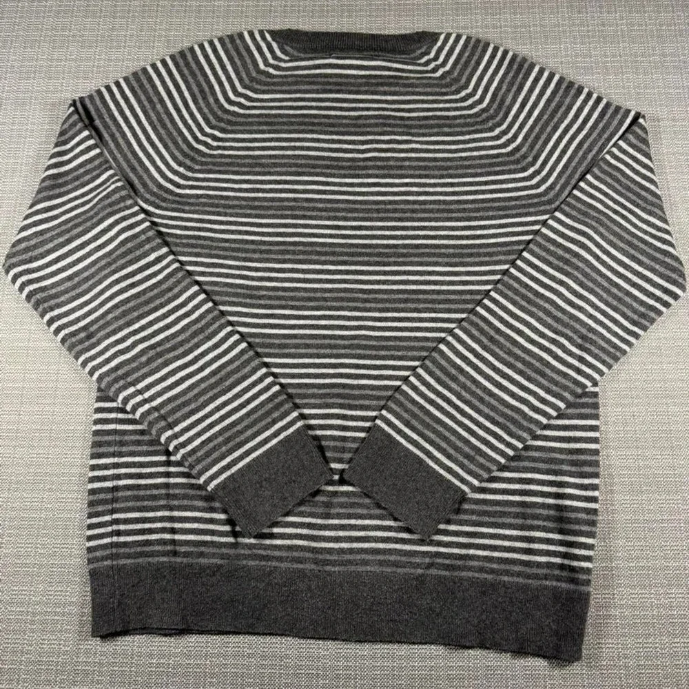 Banana Republic Premium Luxe Yarn grey striped crewneck sweater